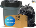 30–35 Gallon Heavy Duty Trash Bags – 100 Count Large Black Garbage Bags 33 x 39 Inch 1.5 Mil Thick Can Liners for Home Kitchen Commercial Lawn and Leaf Cleanup