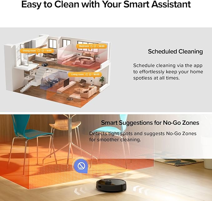 roborock Q7 M5+ Robot Vacuum and Mop Upgraded from Q5 Max+ Up to 7-9 Weeks Self-Empty 10000Pa Suction Dual Anti-Tangle System for Pet Hair &amp Carpet PreciSense LiDAR Navigation App Control B