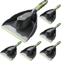 Zopeal 6 Set Dust Pan and Brush Set Small Dustpan with Broom Handheld Angle Broom and Dustpan Set for Home Room Kitchen Car Office Lobby Indoor Floor Cleaning