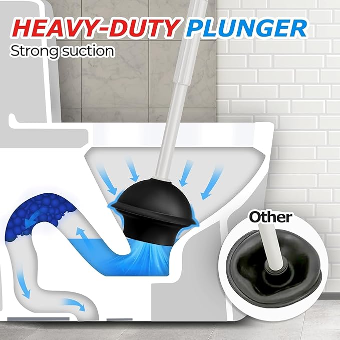 3Pack 2 in 1 Toilet Brush and Plunger Set Extended Handle PlungerToilet Bowl Brush Plunger SetBathroom Cleaning ToolsToilet Brush Plunger ComboCleaning BrushCleaning Supplies Light gray