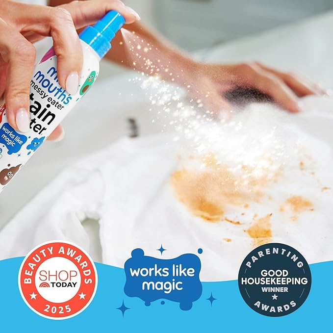 Miss Mouth's Messy Eater Stain Treater Spray - 4oz 3 Pack Stain Remover - Newborn &amp Baby Essentials - No Dry Cleaning Food Grease Coffee Off Laundry Underwear Fabric