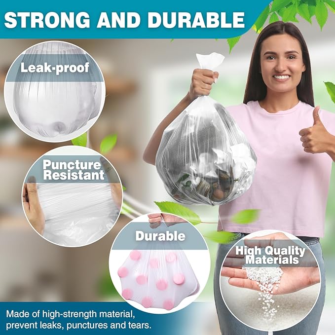 Small Trash Bags 2-4 Gallon Trash Bag 1000 Count Super Value Small Garbage Bags Bathroom Mini Trash Bags Unscented Clear Wastebasket Bin Liners Plastic Bags