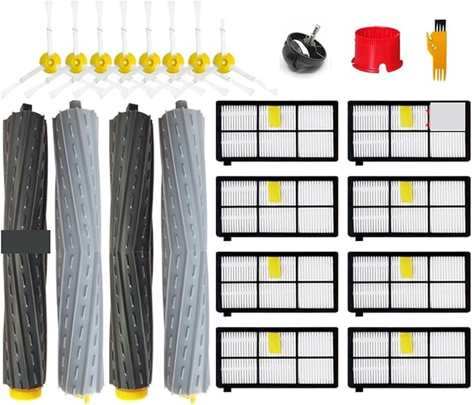 BeNtli Vacuum Cleaner Parts AccessoriesMain Side BrushHepa FilterCompatible for Roomba 800 900 Series 860 870 880 890 966 980 (Color : 2Brush 4Filter)