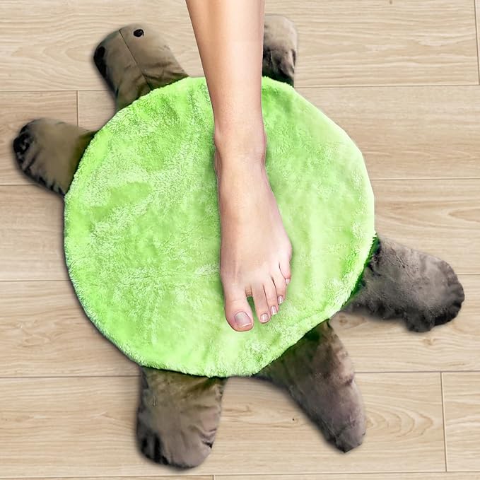 Floor Turtle Foot Mop 4 Sizes Cute Double-Sided Turtle-Shaped Floor Cleaning Pad with A rag for Dust and Hair Washable Reusable Foot Cleaner for Home and Office Floors (23.62 in)