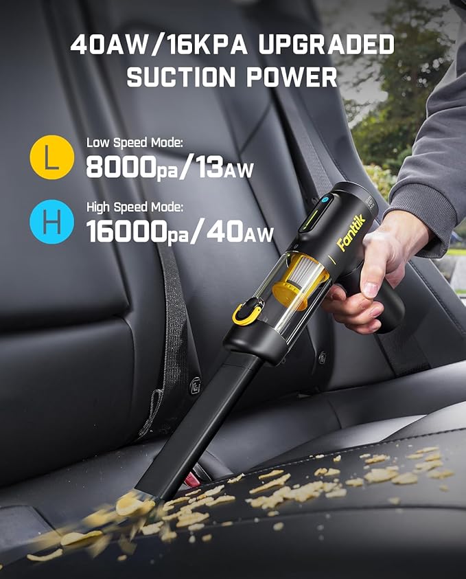 Fanttik Slim V10 Mix Cordless Car Vacuum 4 in 1 Handheld Air Duster Color Smart LED Display 16kPa Suction Power Cordless Portable Mini Keyboard Vacuum for Car Office Desk