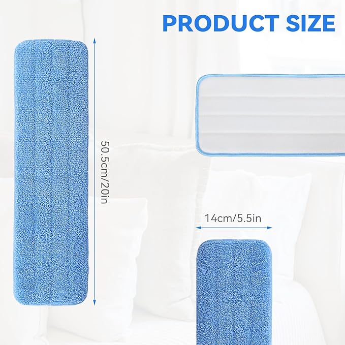 Microfiber Mop Pad for Rubbermaid Commercial 20 Inch Mop Head - 10 Pack Wet &amp Dry Commercial Cleaning Refills Reusable Mop Refills Fit for Any Microfiber Flat Mop System 18 to 21
