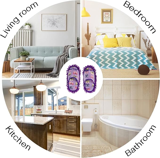 handrong Mop Slippers 4 Pairs of Dusting Slipper Butterfly Microfiber Mopping Slippers Mop Shoes Cleaning Slipper for Men Women Floor Cleaning Washable