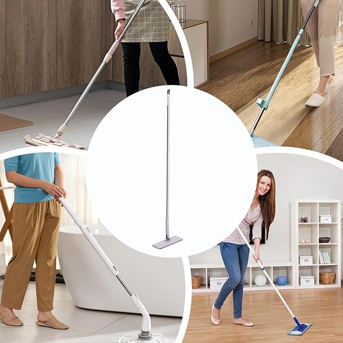 Dust Mopwith Cloths Automatic Clamp Reusable | Dry Wet Mops for Hardwood Floorsfor Home Kitchen Bathroom Bedroom Living Room Hardwood Laminate Tile Glass Window