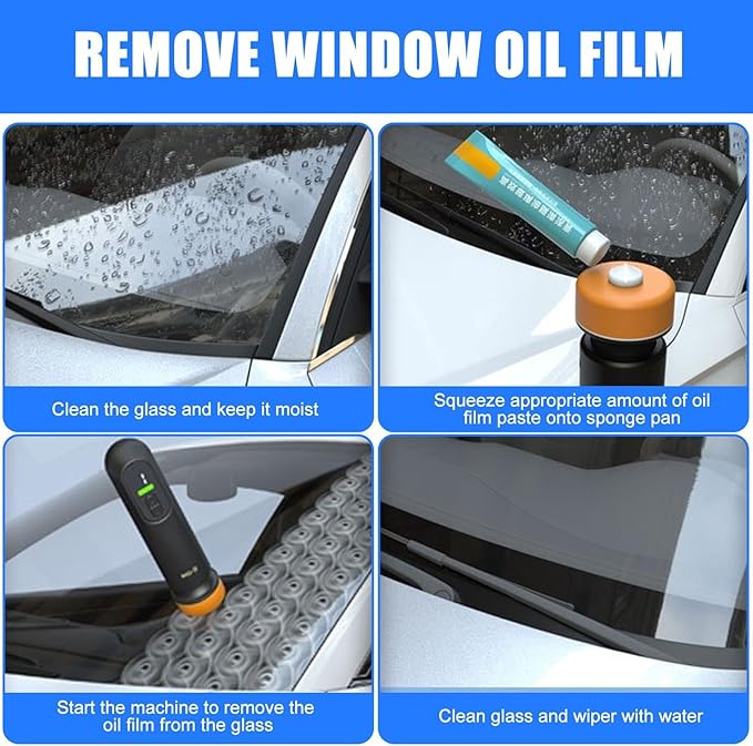 Portable Car Window Glass Cleaner with Build In Battery Efficient Oil Film Remover Tool for Long Lasting Performances