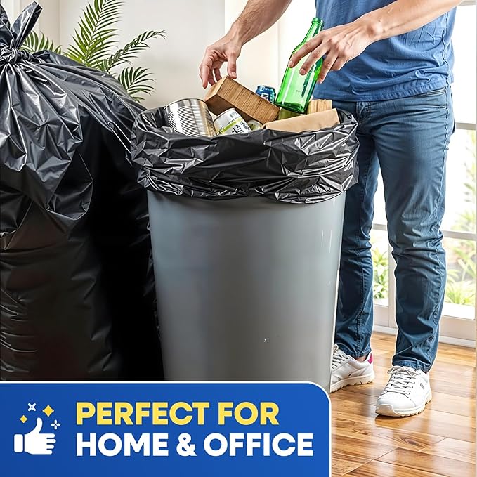 55 Gallon Trash Bags 37 x 50 Black Garbage for Heavy Industrial Use Contractor Bags 4 Mil Black 100/Case