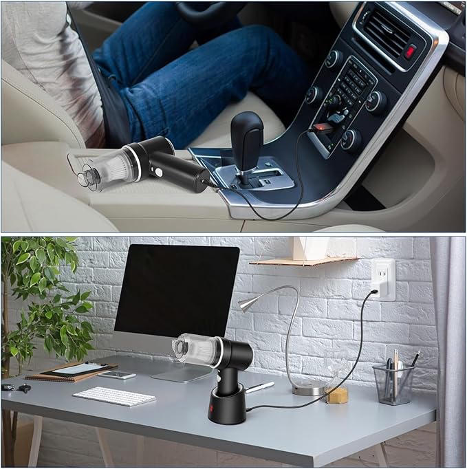 8Kpa Mini Handheld Vacuum Cleaner120W High Power Cordless Car Vacuum 2 in 1 Keyboard Vacuum &amp Air Duster with LED Light &amp Multi-Nozzles for Car Computer Sewing Machine