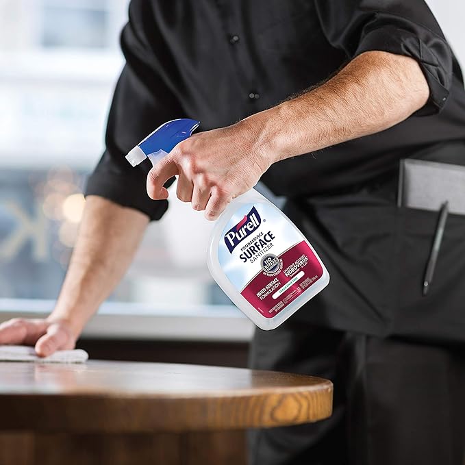 PURELL Foodservice Surface Sanitizer Spray Fragrance Free 32 fl oz Capped Bottle with Spray Trigger in Pack (Pack of 6) - 3341-06