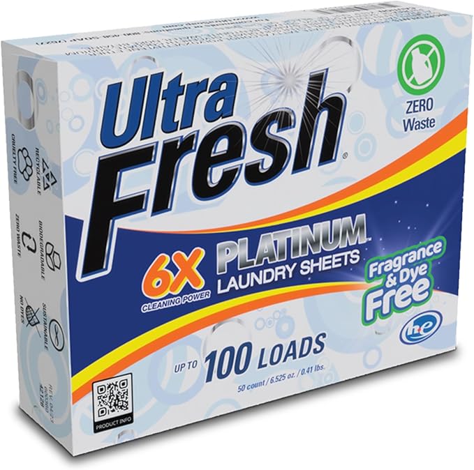 Ultra Fresh Platinum 3 Pack Laundry Soap Detergent Sheets Ultra Concentrated Stain Fighting Fragrance &amp Dye Free 300 Loads