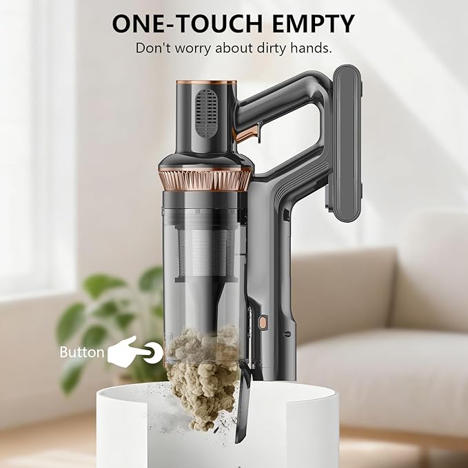 Cordless Vacuum Cleaner 600W 55KPA 60Mins Vacuum Cleaners for HomeAnti-tangle Wireless VacummRechargeable Vacuum With Green LightPowerful Stick Vacuum for Carpet/Hardwood FloorsPet HairBlack