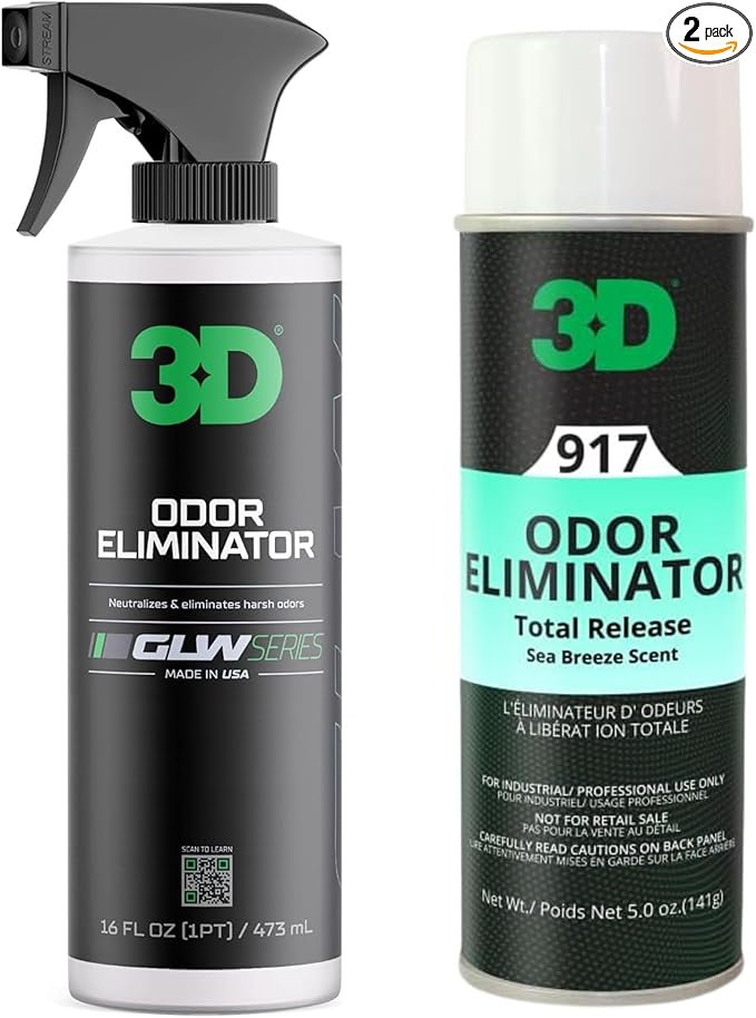 3D GLW Odor Eliminator Spray (16 oz) &amp Total Release Fogger (Sea Breeze 5 oz) – Dual Action Air Freshener for Lasting Odor Control
