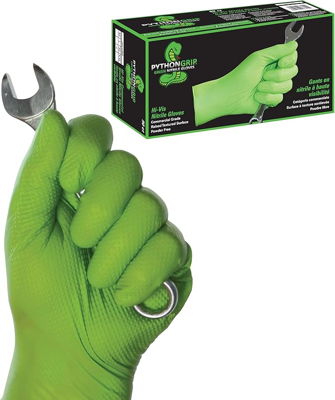 Python Grip Eppco Green Nitrile Gloves - Size XL 90 Count Box