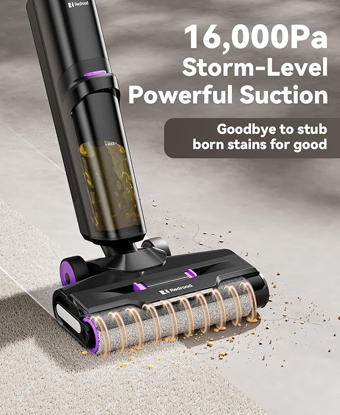 Redroad Wet Dry Vacuum Cleaner 16000Pa50Mins Runtime Cleaning Area 3013 ft²Cordless Vacuum Cleaner Cordless Vacuum and Mop All in Onefor Hard Floors Sticky Messes and Pet HairH15 Set