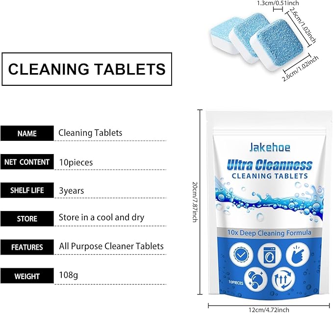Multi-Purpose Cleaning Tablets Gentle Stain &amp Grease Remover For Kitchen Bathroom Easy To Use Dissolvable Foaming Tablets For Home Cleaning(3PCS)