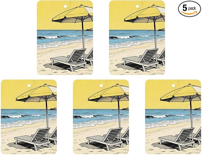 5PCS Car Air Freshener Hanging Personalized Double Sided Summer Beach Car Fresheners Long Lasting New Cars Scents Cute Automotive Freshies for Closets Drawers (tea)