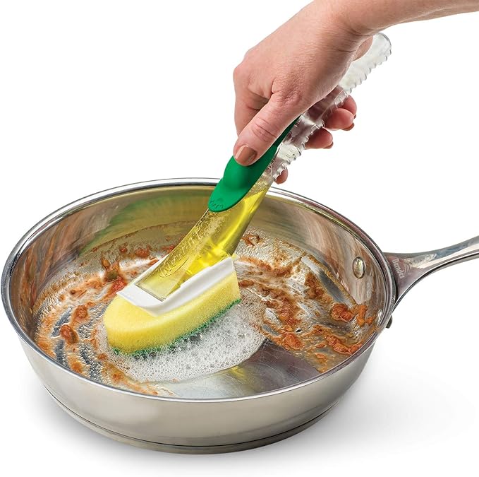 Libman All-Purpose Scrubbing Dish Wand - Fillable with 4 Multi-Purpose Sponge Head Refills