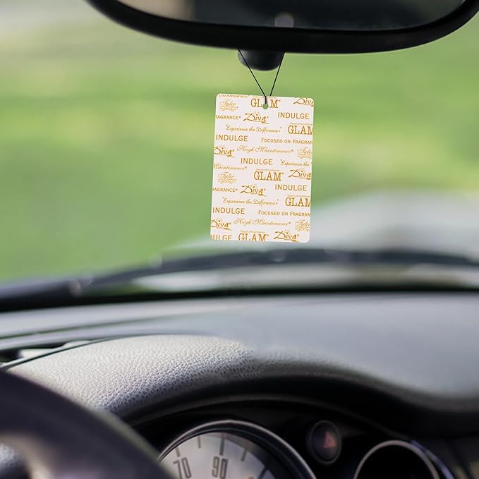 Tyler Candle Diva Autoglam Ivory And Gold 4.5 x 3 Cardboard Auto Air Freshener Mirror Hanger Pack of 12