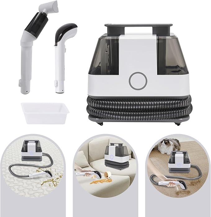 CNCEST Cleaner Machine15KPa Portable Carpet Couch Deep CleanerWet or Dry Handheld Rug Cleaner with Two Tanksfor Furniture Hand Held Sofa Shampooer for Car Seat Pet Stain