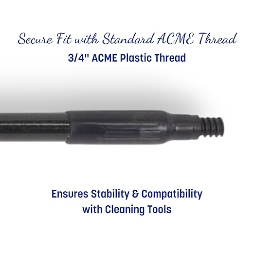 SPARTA 41225EC03 Fiberglass Broom Handle Mop Handle Replacement Handle With Acme Threaded Tip For Commercial Cleaning 48 Inches Black