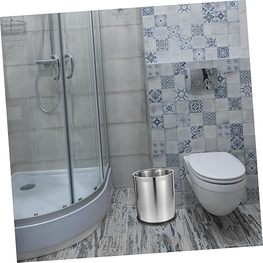 Office Bin Stainless Steel Trash Can Wastebasket Modern Table Trash Basket