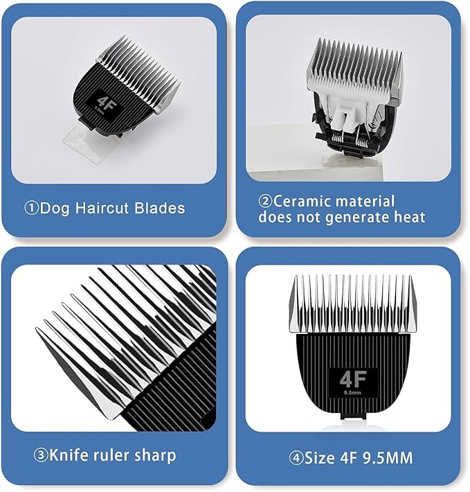 Replacement Blade for nebot P1 Pro Pet Grooming Kit &amp VacuumSize-4F Cut Length 3/8(9.5mm)Made of Ceramic Blade &amp Stainless Steel Blade2 Pack