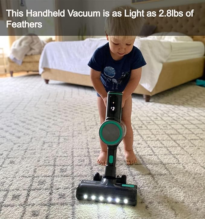 Wyze Cordless Vacuum Cleaner with 20000Pa Powerful Suction Lightweight Stick with HEPA Filter 300W Powerful Brushless Motor 40mins Runtime in Eco Mode for Home Hard Floor Carpet Pet Hair