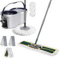 Masthome 36 Commercial Mop with 3 Microfiber Pads &amp Spin Mop and Bucket Set with 3 Mop Pads for Floor Cleaning - Home &amp Office Suitable