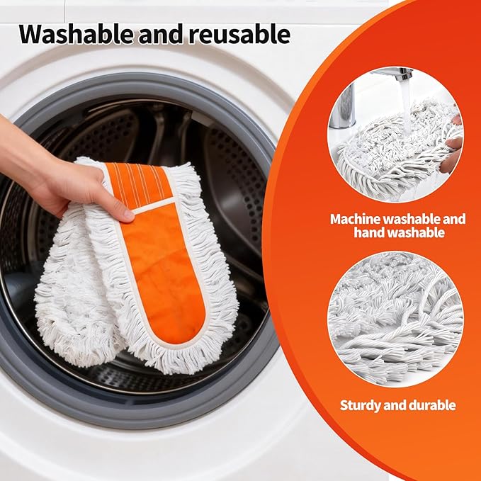 36 Large Commercial Dust Mops for Industrial Floor Marble LaminateTileConcreteGarage. Janitor Broom Wide Dry mop for Hardwood Heavy Duty Long Handle Hotel Gym Household Cleaning Supplies