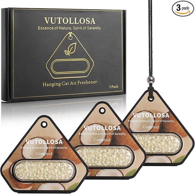 3 Pack Car Air Freshener &amp Car Deodorizer Coconut Scented - Long Lasting Hanging Car Air Fresheners for Women &amp Men Car Accessories by VUTOLLOSA