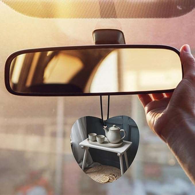 5PCS Car Air Freshener Hanging Personalized Double Sided Tea Set Lemons Car Fresheners Long Lasting New Cars Scents Cute Automotive Freshies for Closets Drawers (tea)