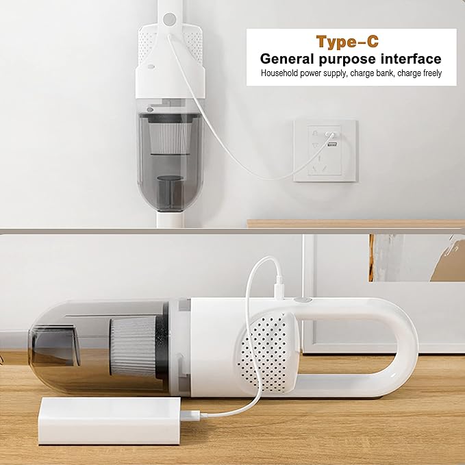 6-in-1 Lightweight Stick Vacuum Cleaner with 100W Powerful Motor Mini Portable Household Handheld Vacuum Cleaner for Domestic Hard Floors Carpets and Pet Hair (Silver Cordless Without Plug)