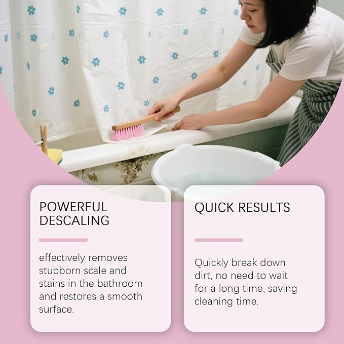 Bathroom Cleaner Foam Spray Pink Limescale &amp Soap Scum Remover No-Rinse Descaler for Toilet Shower Sink Bathtub Tile &amp Glass Surfaces Powerful Yet Gentle Formula (2Pcs)