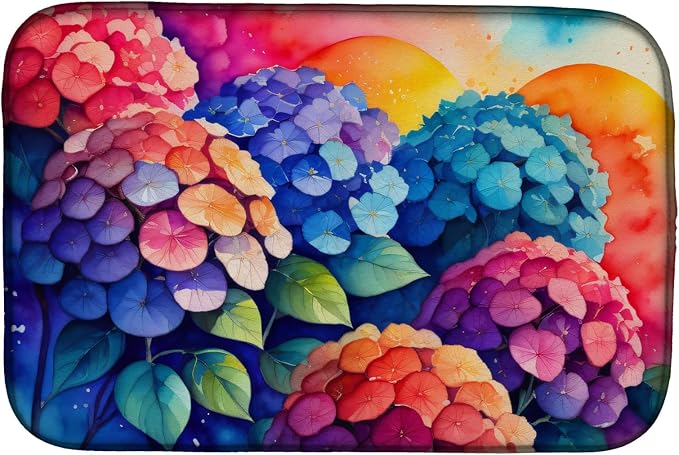 Caroline's Treasures DAC1440DDM Hydrangeas in Color Dish Drying Mat Absorbent Dish Drying Mat Pad for Kitchen Counter Dish Drainer Mat for Countertop 14 x 21 Multicolor