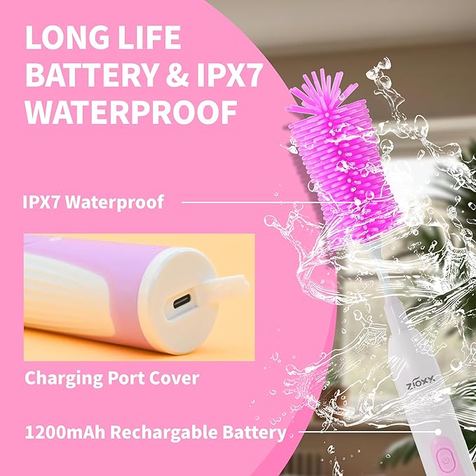 Electric Bottle Brush Cleaner Portable Electric Baby Bottle Brush Cleaner for Travel Rechargable Travel Bottle Cleaner Kit with Nipple &amp Straw Brush Perfect Mom Essentials After Birth Gift Pin