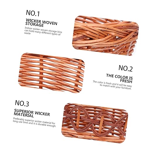 DOITOOL 1pc X Offices Waste Weaving Decoration Baskets Practical Wastebasket Furnishing Decorative Cans Storage Rubbish and Vintage Straw Sundries Buckets Sundry Multi- or Woven