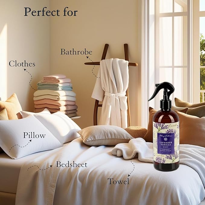Abbey &amp Sullivan Linen Spray Lavender Vanilla Fabric Freshener and Odor Eliminator Pack of 2 16 oz