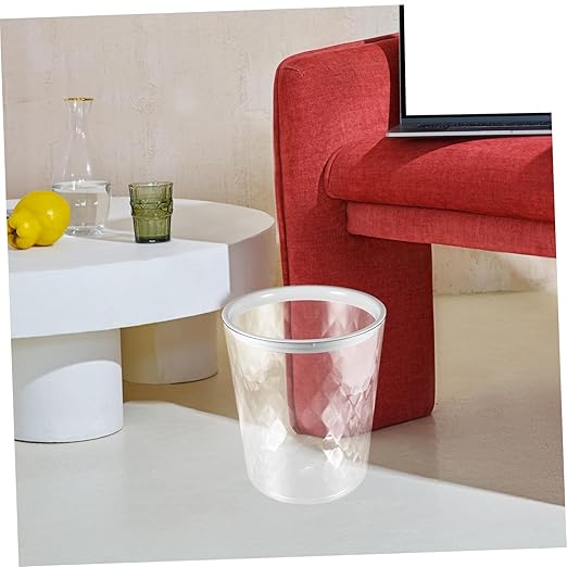 VOSAREA Transparent Trash Can Capacity Wastebasket for Bathroom Kitchen and Office Sturdy Structure Simple Style Lightweight Garbage Container for Easy Use