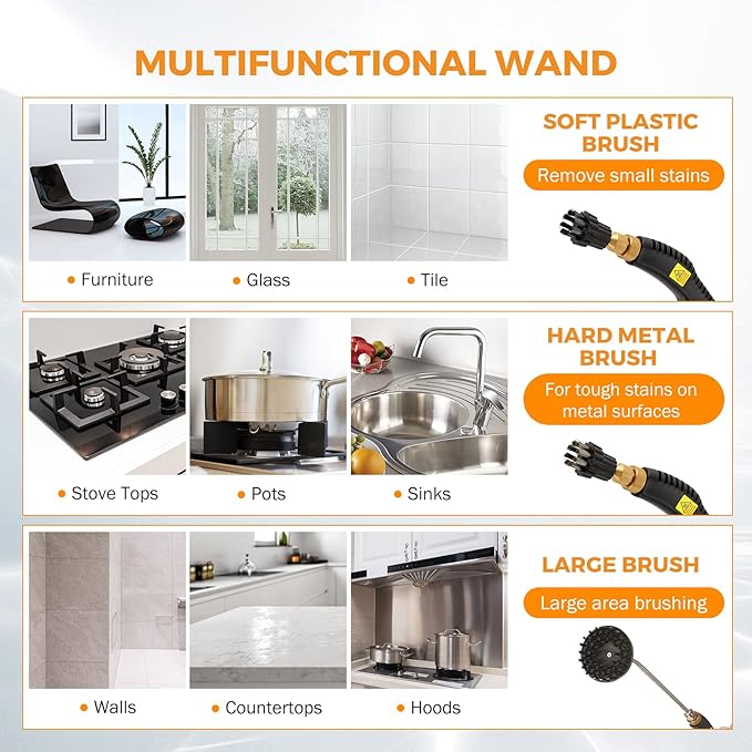 BEAMNOVA Power Car Steamer for Auto Detailing High Pressure Handheld Steam Cleaner with 1.4L 0.37Gal Water Tank 2500W Portable Electric Steam Cleaning Machine Home Use Kitchen Floors Tools
