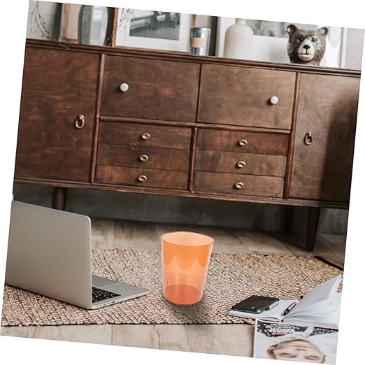 Uonlytech Creative Orange Trash Storage Holder and Flower Container Medium Rubbish Bin for Home Office Use Multipurpose Wastebasket for Living Room and Bedroom