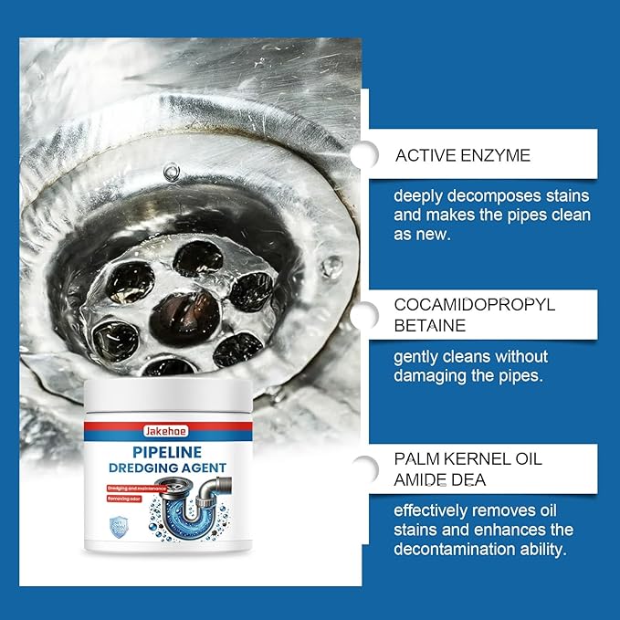 Drain Cleaner for Home Kitchen and Bathroom - Unclog &amp Deodorize Pipes Remove Stubborn Stains Fast Acting Formula(2PCS)