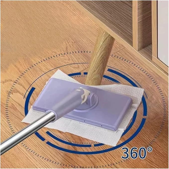 1pc Portable Mini Mop Automatic Paper Towel Changing 360°Rotation Cleaning Tool for Floor Window Dust Removal No Cloth ﻿(70CM)