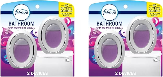 Febrezee Small Spaces Plug in Air Freshener Alternative for Home Odor Eliminator for Strong Odor 4 Count (Pack of 1) (Moonlight Breeze)