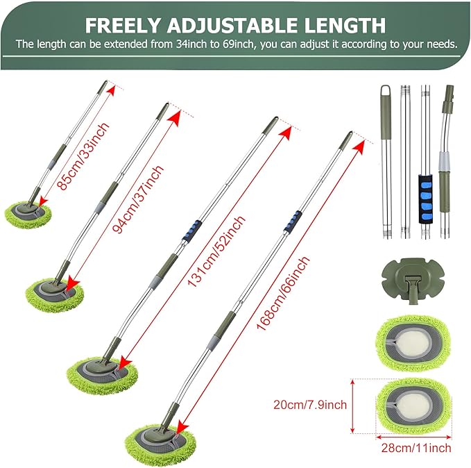 Wall Cleaner Wall Cleaner Mop Green Mop for Walls Max 66’’ Wall Mop with Long Handle Ceiling Dust Mop with 15°Labor-Saving Extension Pole Green Wall Cleaner with Long Handle Wall Washing Mop