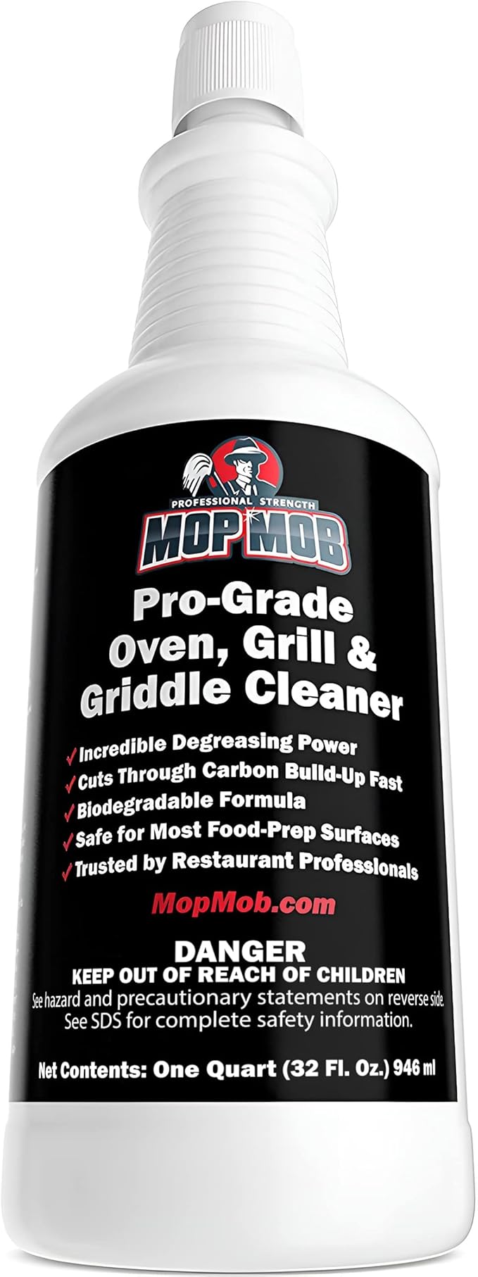 Commercial Grill and Oven Cleaner 32Oz Concentrate 1pk. Heavy-Duty Fast-Acting Degreaser Solution Removes Carbon Grime Burnt Food and Oil for Griddles Fryer Baskets and Kitchen Cooking Surfaces.