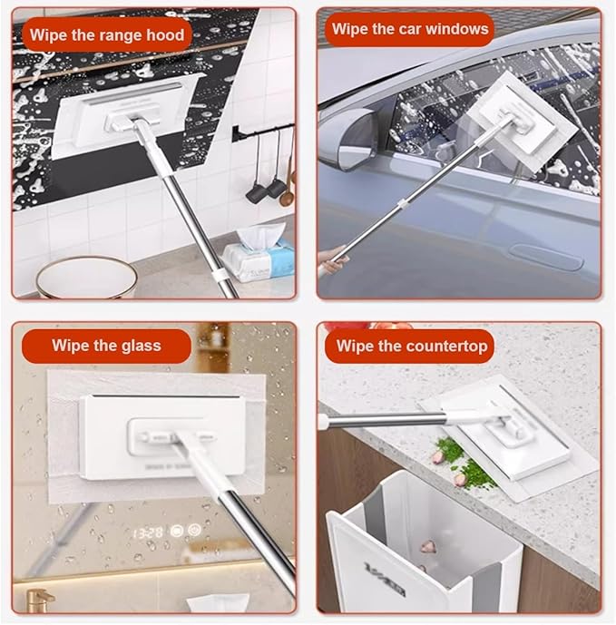 Snap Grip Mini Mop Zero Touch Hands Free Mini Clip Mops Lazy Mops with One-Click Cloth Change Automatic Hands Free Push Pull Handle for Multi-Surface Cleaning(1xmop+5xcloth)