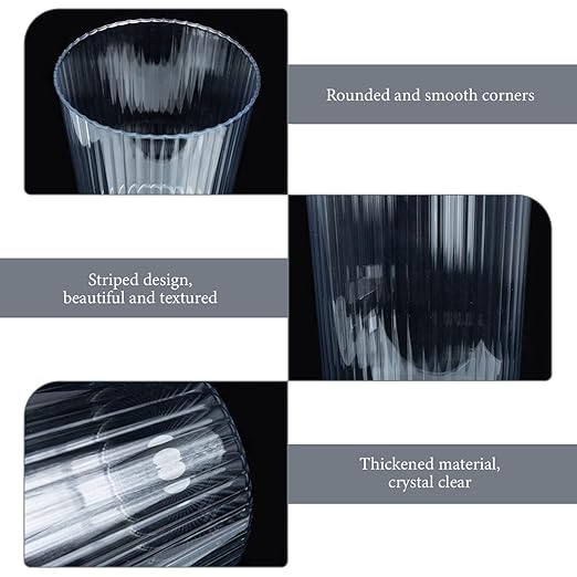 USHOBE Plastic Buckets 1 PC Round Plastic Waste Basket Clear Trash Can Small Wastebasket Garbage Container Bin Acrylic Cylinder Vases Water Bucket